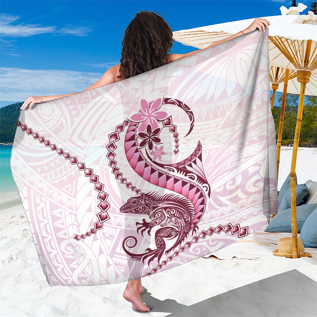 Pink Maori Tuatara Sarong Luxury Pastel Pattern LT01 One Size 44 x 66 inches Pink - Polynesian Pride