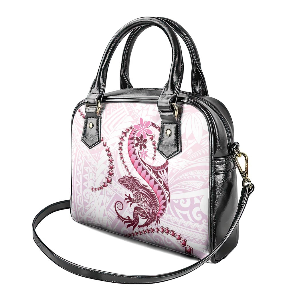 Pink Maori Tuatara Shoulder Handbag Luxury Pastel Pattern LT01 - Polynesian Pride