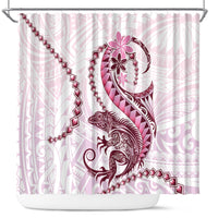 Pink Maori Tuatara Shower Curtain Luxury Pastel Pattern LT01 Pink - Polynesian Pride