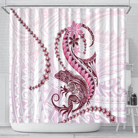 Pink Maori Tuatara Shower Curtain Luxury Pastel Pattern LT01 - Polynesian Pride