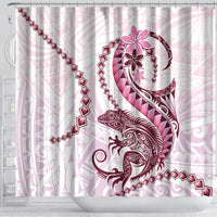 Pink Maori Tuatara Shower Curtain Luxury Pastel Pattern LT01 - Polynesian Pride