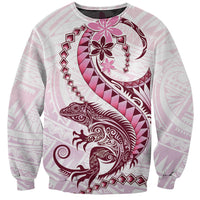 Pink Maori Tuatara Sweatshirt Luxury Pastel Pattern LT01 Unisex Pink - Polynesian Pride