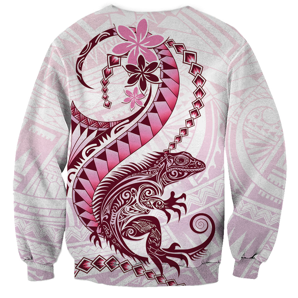 Pink Maori Tuatara Sweatshirt Luxury Pastel Pattern LT01 - Polynesian Pride