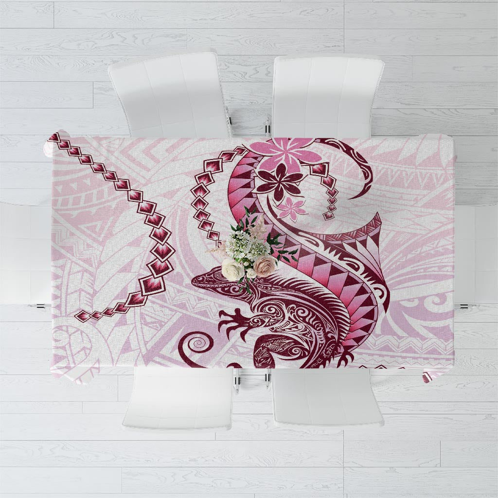 Pink Maori Tuatara Tablecloth Luxury Pastel Pattern