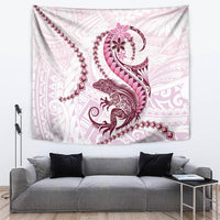 Pink Maori Tuatara Tapestry Luxury Pastel Pattern LT01 Pink - Polynesian Pride