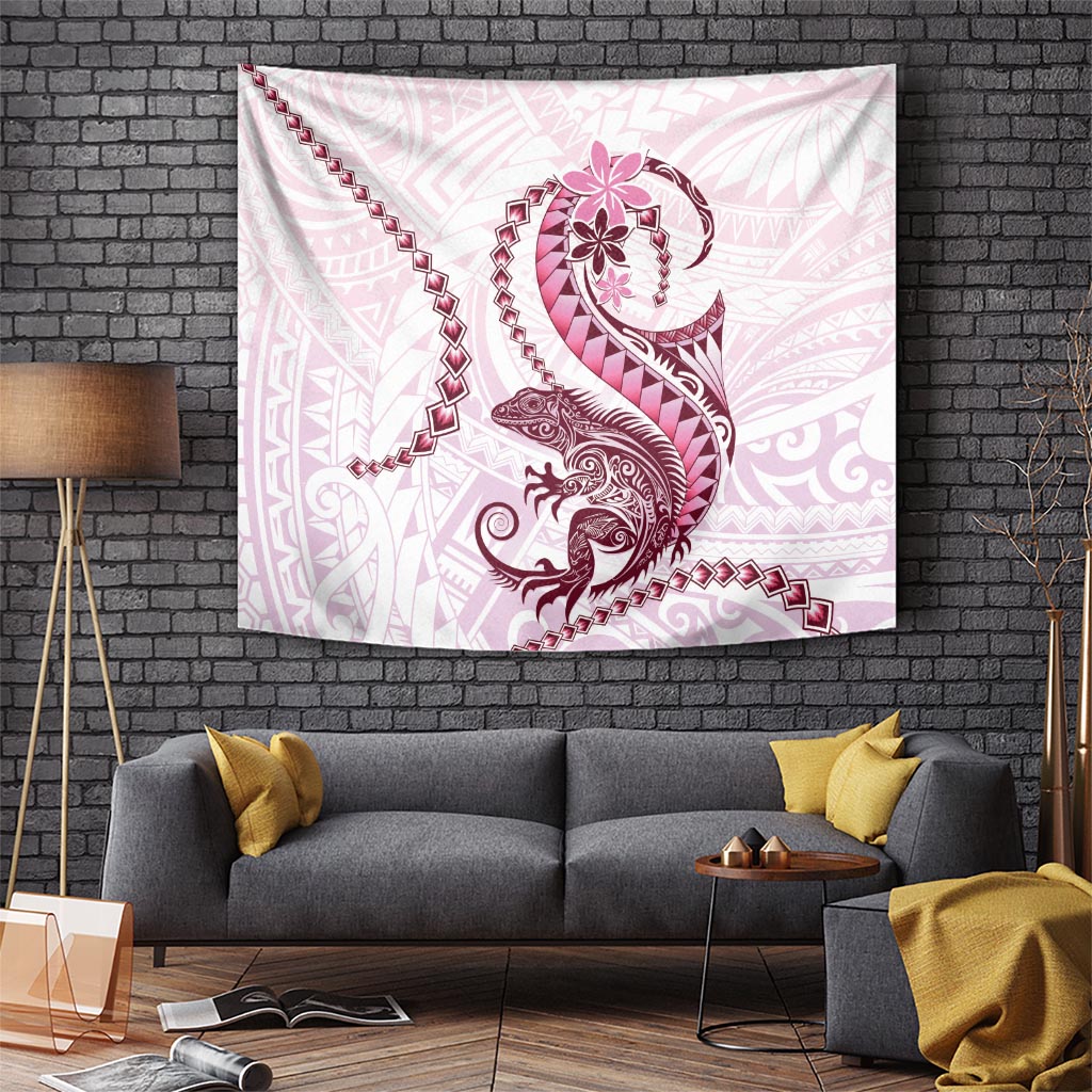 Pink Maori Tuatara Tapestry Luxury Pastel Pattern LT01 - Polynesian Pride