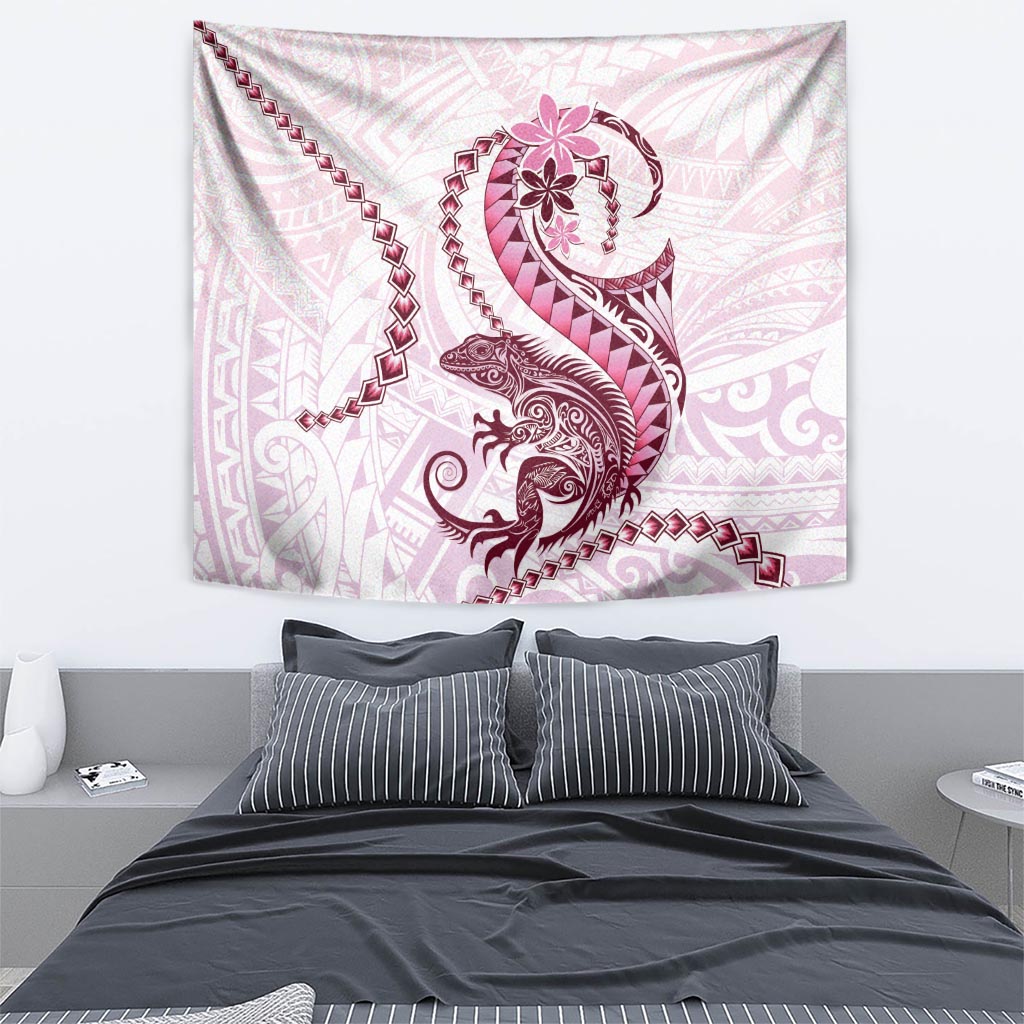 Pink Maori Tuatara Tapestry Luxury Pastel Pattern LT01 - Polynesian Pride