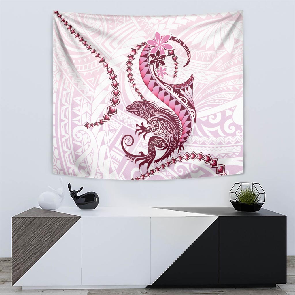 Pink Maori Tuatara Tapestry Luxury Pastel Pattern LT01 - Polynesian Pride