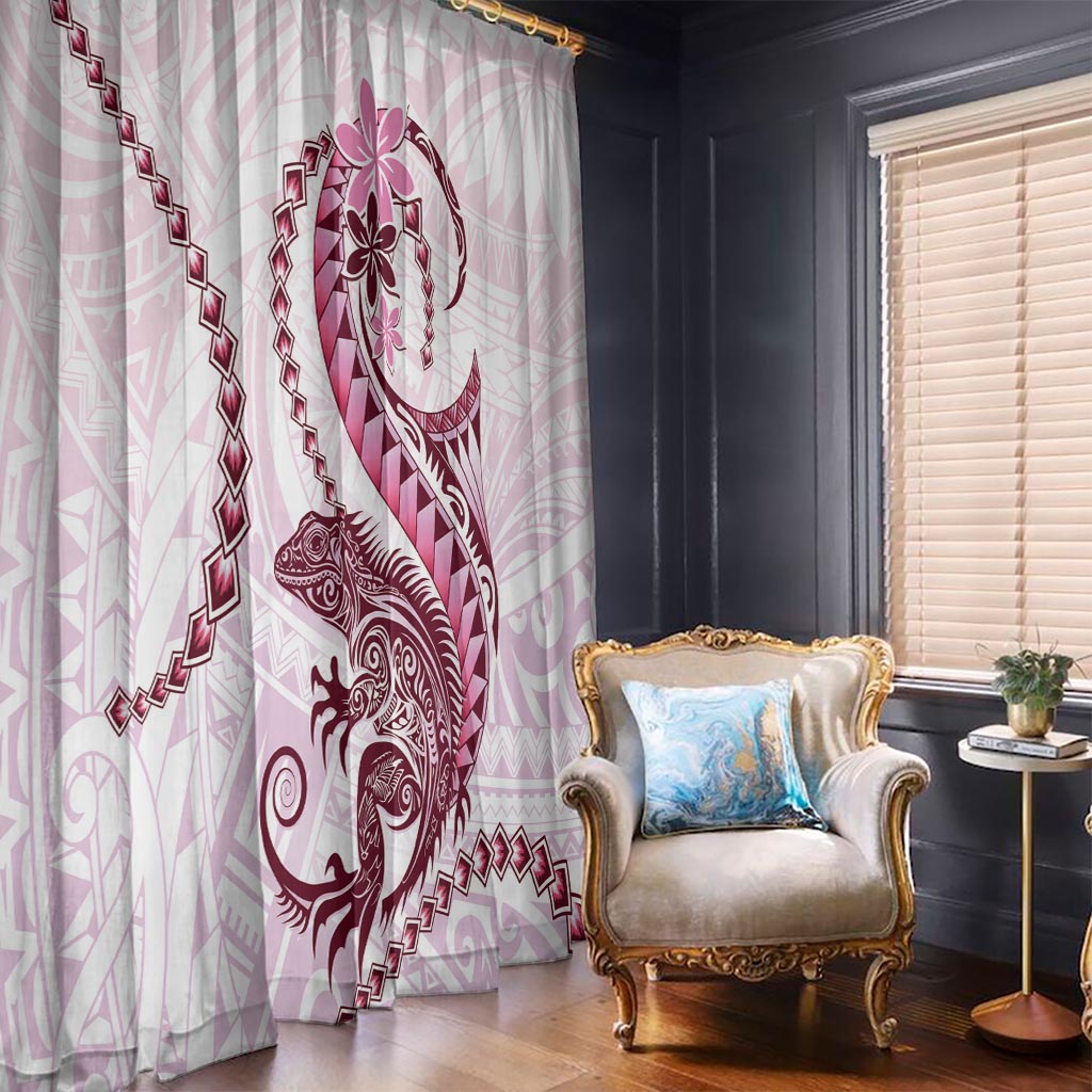 Pink Maori Tuatara Window Curtain Luxury Pastel Pattern LT01 - Polynesian Pride