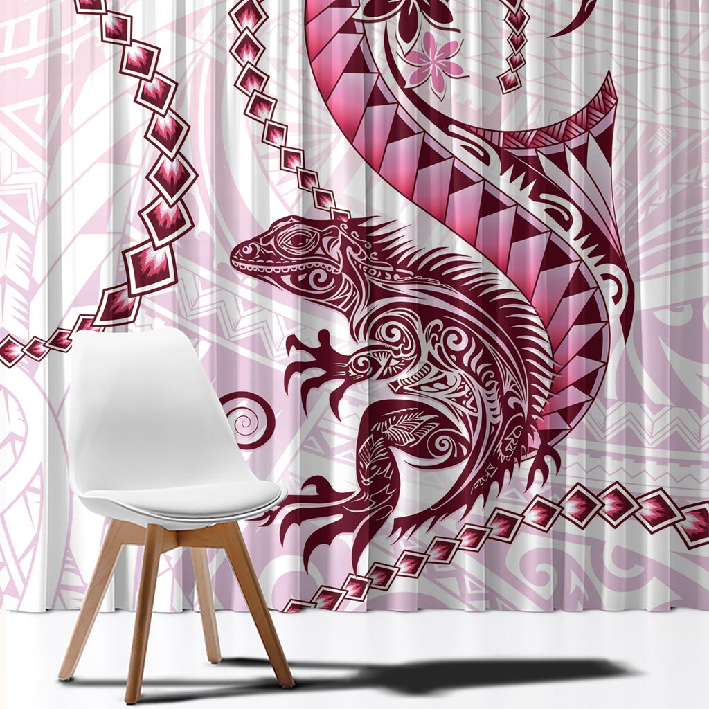 Pink Maori Tuatara Window Curtain Luxury Pastel Pattern LT01 - Polynesian Pride