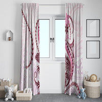 Pink Maori Tuatara Window Curtain Luxury Pastel Pattern LT01 - Polynesian Pride