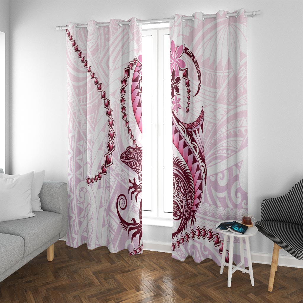 Pink Maori Tuatara Window Curtain Luxury Pastel Pattern LT01 With Grommets Pink - Polynesian Pride