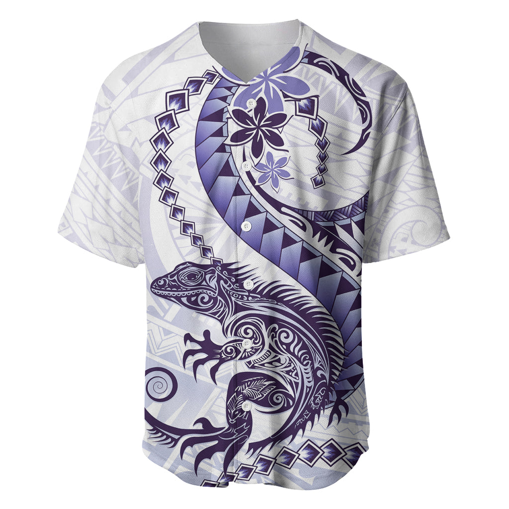 Purple Maori Tuatara Baseball Jersey Luxury Pastel Pattern LT01 Purple - Polynesian Pride