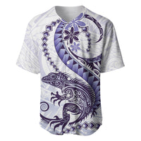 Purple Maori Tuatara Baseball Jersey Luxury Pastel Pattern LT01 Purple - Polynesian Pride