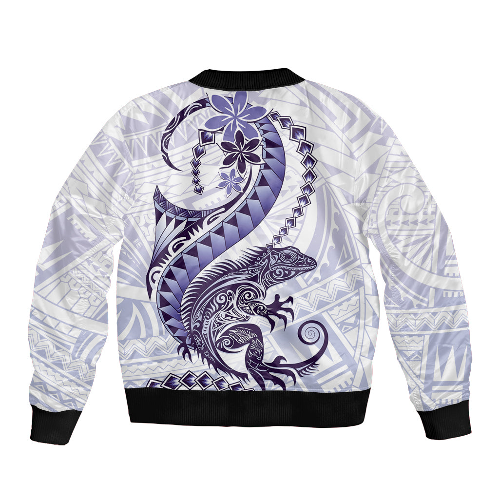 Purple Maori Tuatara Bomber Jacket Luxury Pastel Pattern LT01 - Polynesian Pride