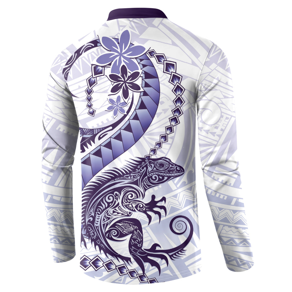 Purple Maori Tuatara Button Sweatshirt Luxury Pastel Pattern LT01 - Polynesian Pride