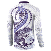 Purple Maori Tuatara Button Sweatshirt Luxury Pastel Pattern LT01 - Polynesian Pride