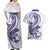 Purple Maori Tuatara Couples Matching Off Shoulder Maxi Dress and Hawaiian Shirt Luxury Pastel Pattern