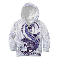 Purple Maori Tuatara Kid Hoodie Luxury Pastel Pattern LT01 Zip Hoodie Purple - Polynesian Pride