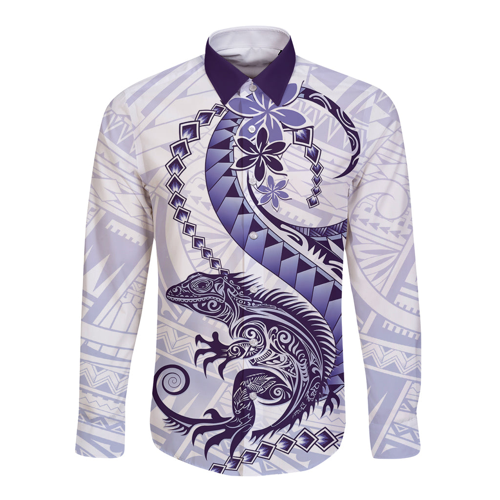 Purple Maori Tuatara Long Sleeve Button Shirt Luxury Pastel Pattern LT01 Unisex Purple - Polynesian Pride