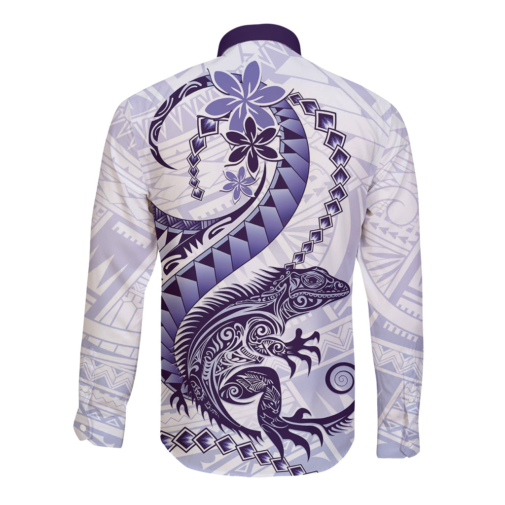 Purple Maori Tuatara Long Sleeve Button Shirt Luxury Pastel Pattern LT01 - Polynesian Pride