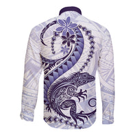 Purple Maori Tuatara Long Sleeve Button Shirt Luxury Pastel Pattern LT01 - Polynesian Pride