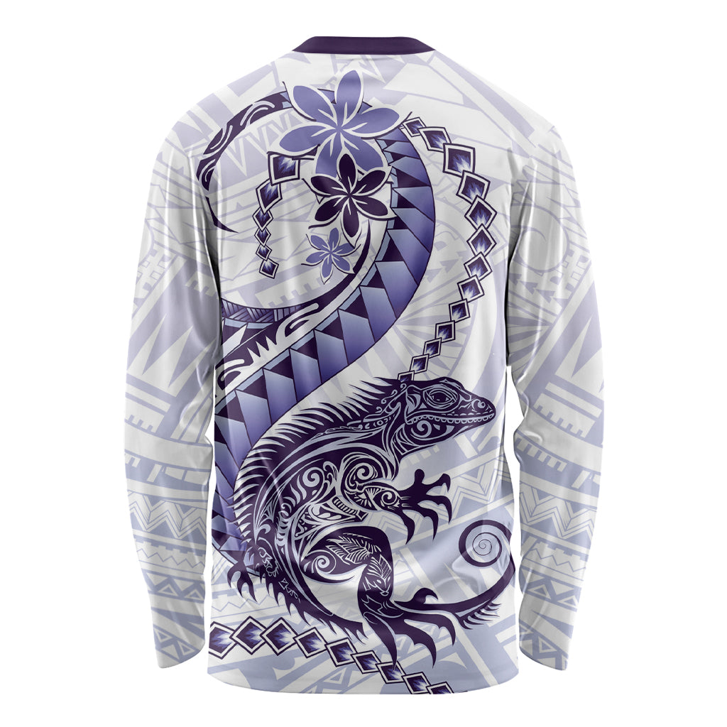 Purple Maori Tuatara Long Sleeve Shirt Luxury Pastel Pattern LT01 - Polynesian Pride