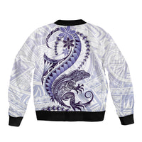 Purple Maori Tuatara Sleeve Zip Bomber Jacket Luxury Pastel Pattern LT01 - Polynesian Pride