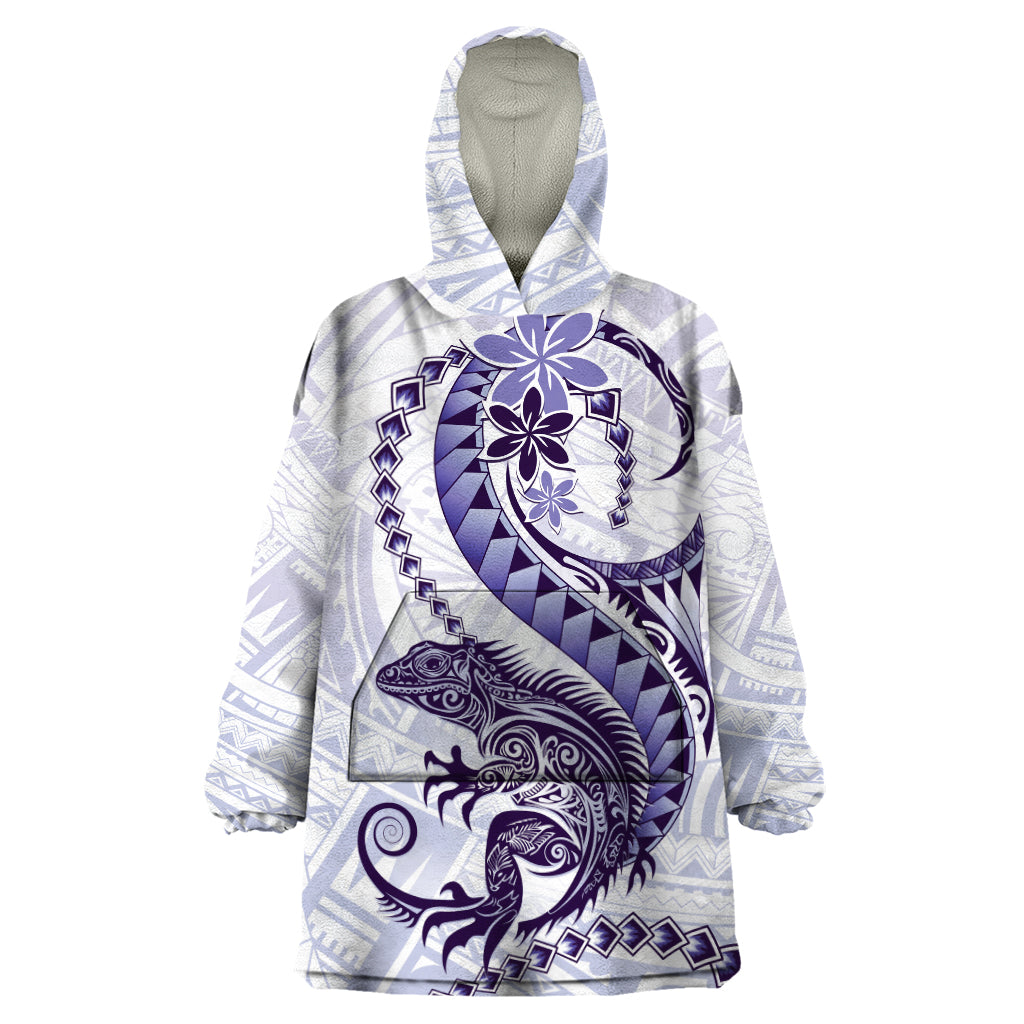 Purple Maori Tuatara Wearable Blanket Hoodie Luxury Pastel Pattern