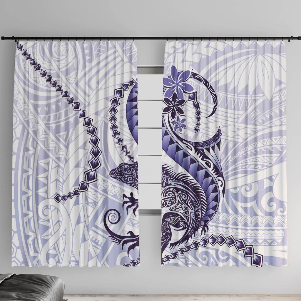 Purple Maori Tuatara Window Curtain Luxury Pastel Pattern LT01 With Hooks Purple - Polynesian Pride