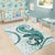 Teal Maori Tuatara Area Rug Luxury Pastel Pattern