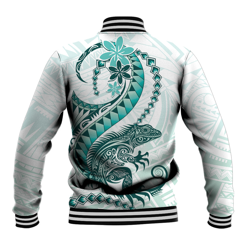 Teal Maori Tuatara Baseball Jacket Luxury Pastel Pattern LT01 - Polynesian Pride