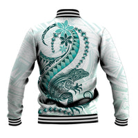 Teal Maori Tuatara Baseball Jacket Luxury Pastel Pattern LT01 - Polynesian Pride