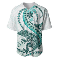 Teal Maori Tuatara Baseball Jersey Luxury Pastel Pattern LT01 Teal - Polynesian Pride