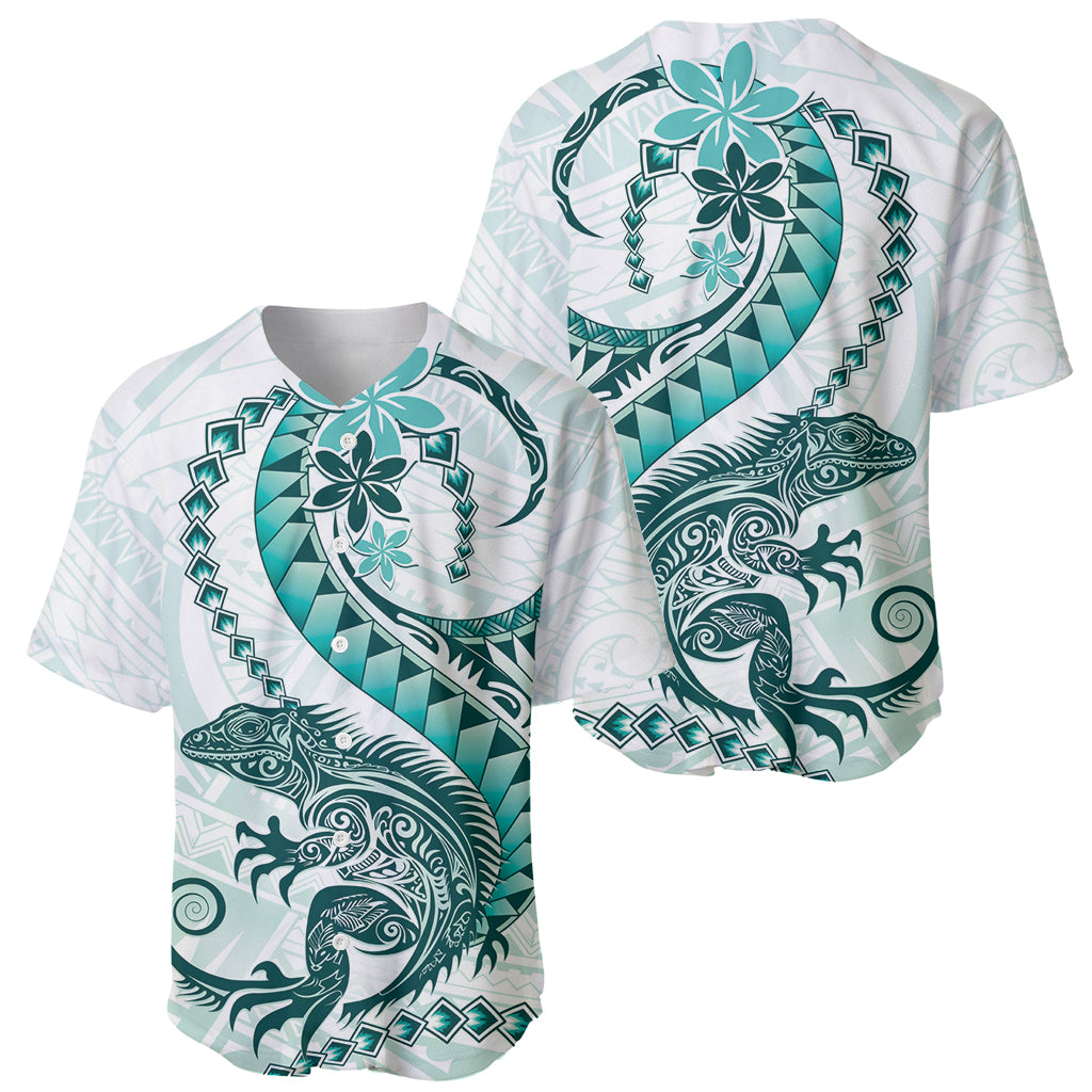 Teal Maori Tuatara Baseball Jersey Luxury Pastel Pattern LT01 - Polynesian Pride