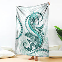 Teal Maori Tuatara Blanket Luxury Pastel Pattern LT01 - Polynesian Pride