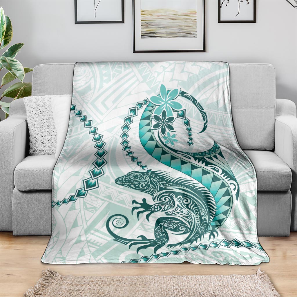 Teal Maori Tuatara Blanket Luxury Pastel Pattern LT01 - Polynesian Pride