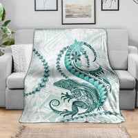Teal Maori Tuatara Blanket Luxury Pastel Pattern LT01 - Polynesian Pride