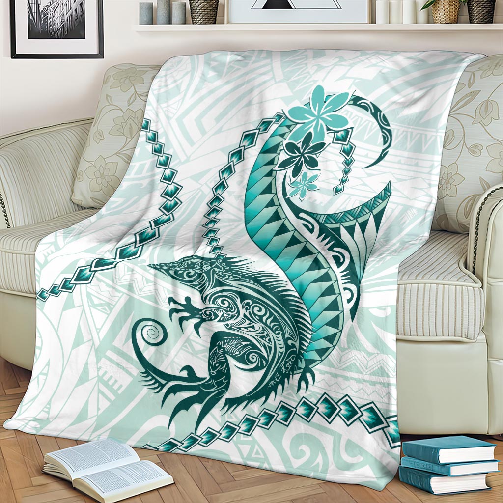 Teal Maori Tuatara Blanket Luxury Pastel Pattern LT01 - Polynesian Pride