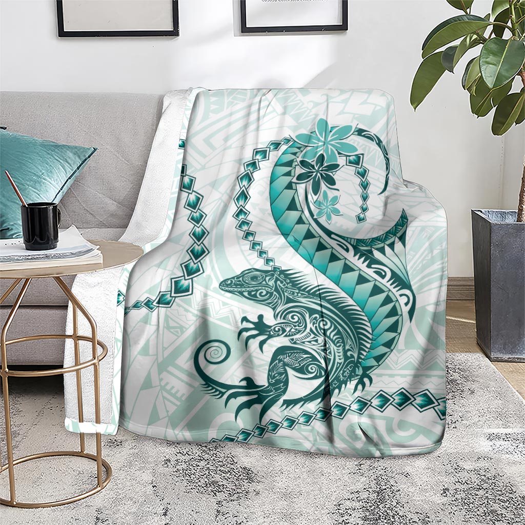 Teal Maori Tuatara Blanket Luxury Pastel Pattern LT01 - Polynesian Pride