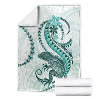 Teal Maori Tuatara Blanket Luxury Pastel Pattern LT01 - Polynesian Pride