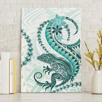 Teal Maori Tuatara Canvas Wall Art Luxury Pastel Pattern LT01 Without Frame Teal - Polynesian Pride