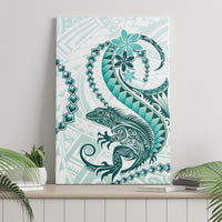 Teal Maori Tuatara Canvas Wall Art Luxury Pastel Pattern LT01 - Polynesian Pride