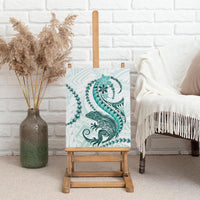 Teal Maori Tuatara Canvas Wall Art Luxury Pastel Pattern LT01 - Polynesian Pride