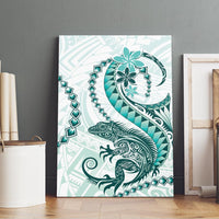 Teal Maori Tuatara Canvas Wall Art Luxury Pastel Pattern LT01 - Polynesian Pride