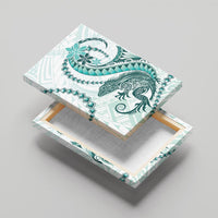 Teal Maori Tuatara Canvas Wall Art Luxury Pastel Pattern LT01 - Polynesian Pride