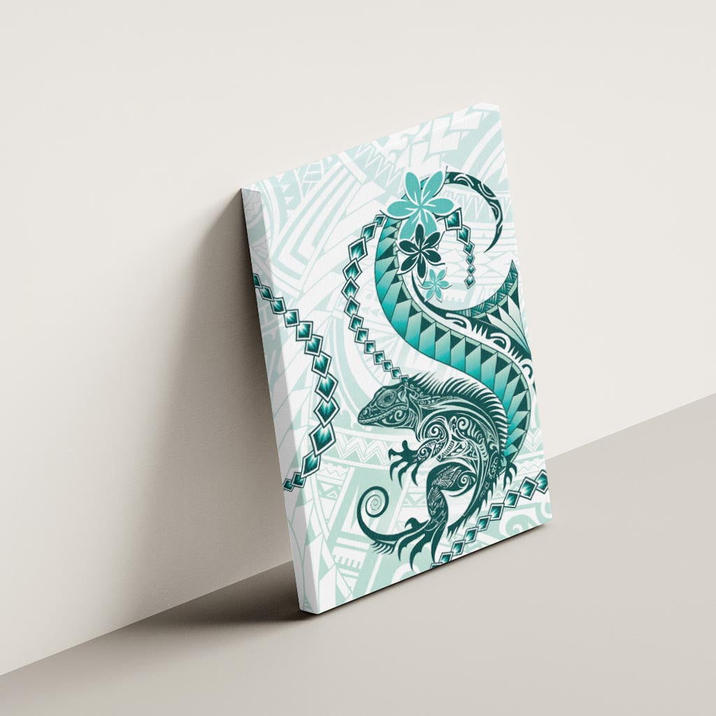 Teal Maori Tuatara Canvas Wall Art Luxury Pastel Pattern LT01 - Polynesian Pride