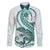 Teal Maori Tuatara Family Matching Long Sleeve Bodycon Dress and Hawaiian Shirt Luxury Pastel Pattern