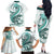 Teal Maori Tuatara Family Matching Off The Shoulder Long Sleeve Dress and Hawaiian Shirt Luxury Pastel Pattern