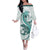 Teal Maori Tuatara Family Matching Off The Shoulder Long Sleeve Dress and Hawaiian Shirt Luxury Pastel Pattern